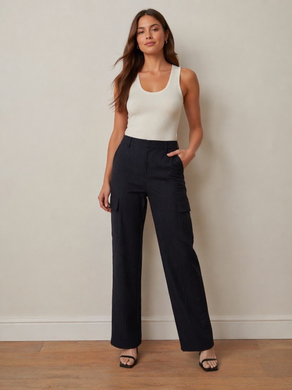 Tristan Blue Pinstripe Dress Cargo Pants